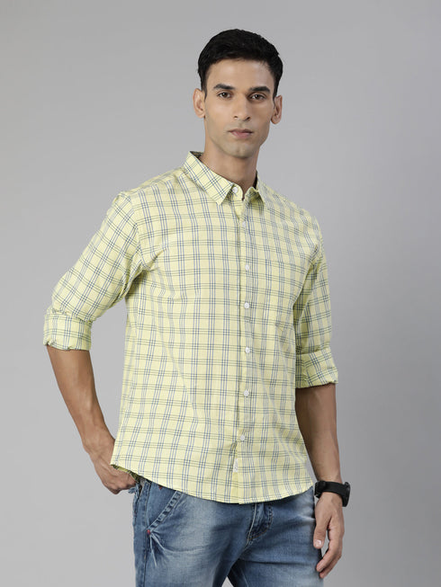 Yellow Checks Full Sleeves Shirt