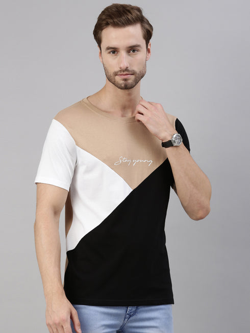 Multicolour Colourblocked Crew Neck Tshirt