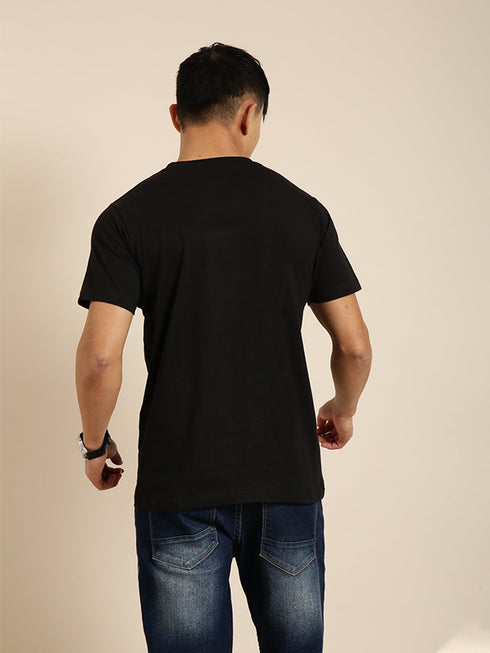 Black Printed Oversized Crew Neck T-shirt