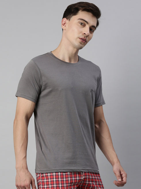 Grey Solid Crew Neck T-Shirt