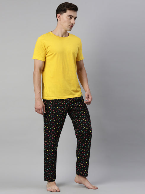 Yellow & Black Assorted Night Suit