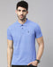 Blue Mélange Solid Polo T-shirt