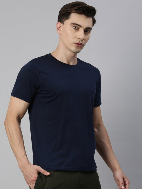Dark Navy Blue Solid T-Shirt