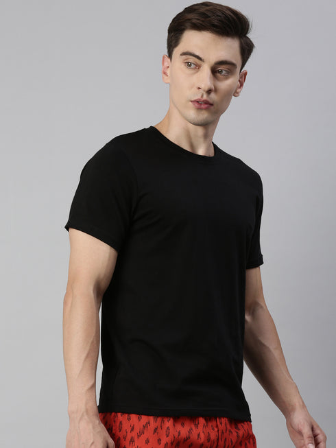 Black Solid Crew Neck T-shirt