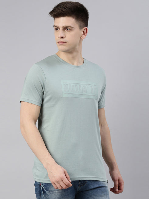 Green Printed Crew Neck Tshirt