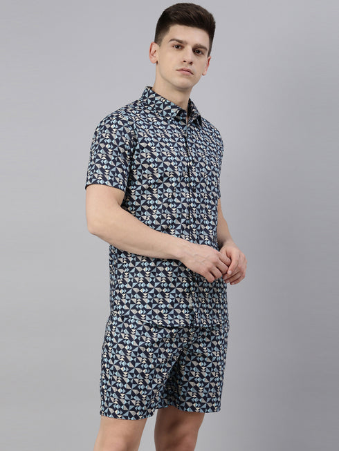 Navy Blue Printed Co-Ord Set