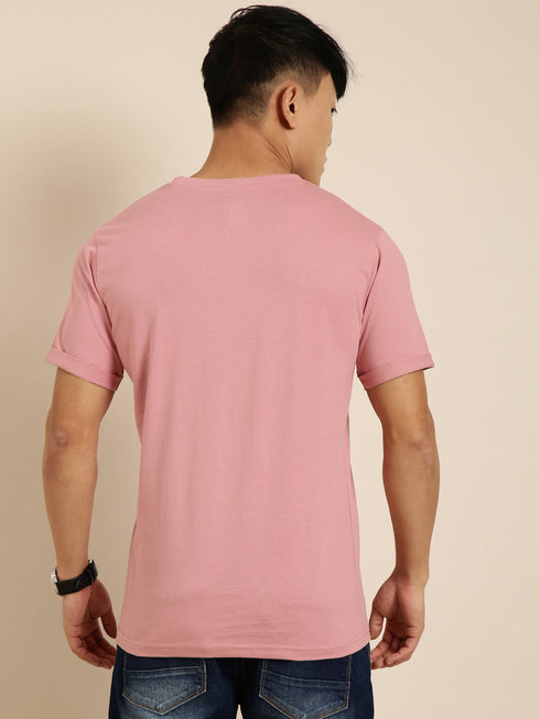 Pink Printed Crew Neck T-shirt