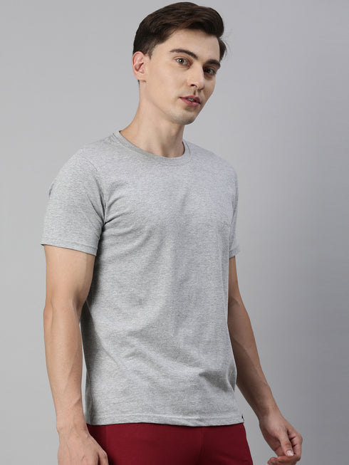 Grey Mel Solid Crew Neck T-Shirt