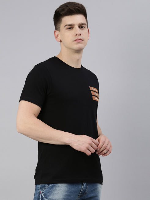 Black Printed Crew Neck Tshirt