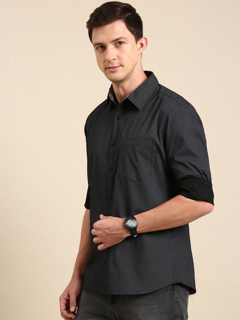 Black Printed Full Sleeves Shirt