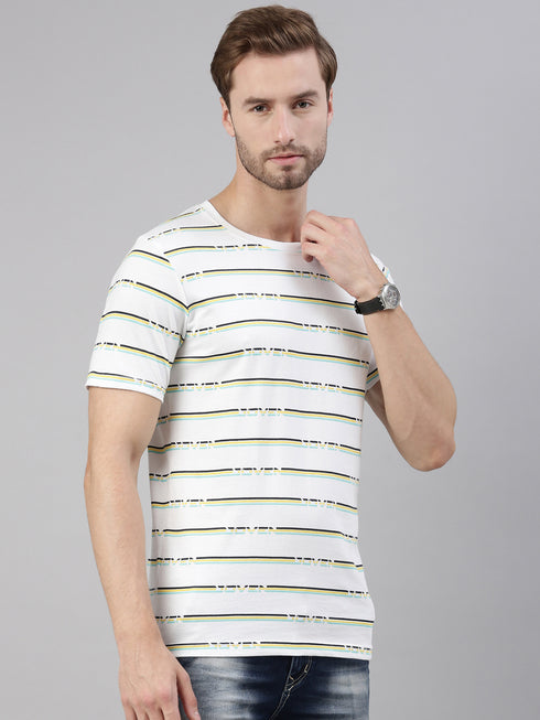 White Printed Crew Neck Tshirt