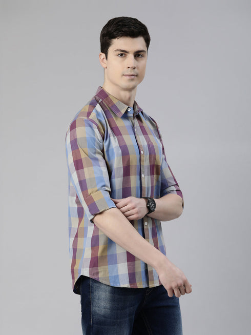 Grey Checks Full Sleeves Shirt