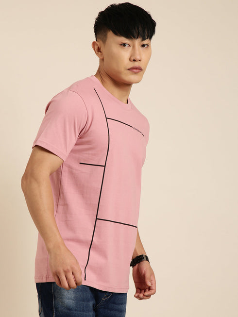 Pink Printed Crew Neck T-shirt