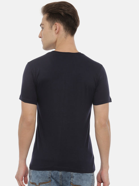 Navy Blue solid Crew Neck T-shirt
