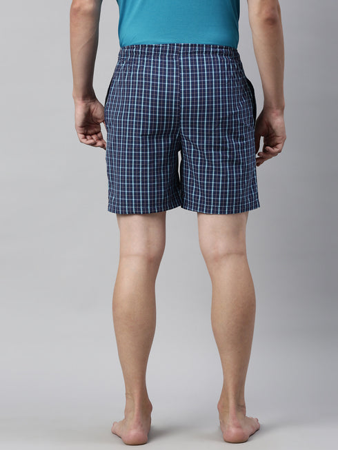 Navy Blue Checks Lounge Short