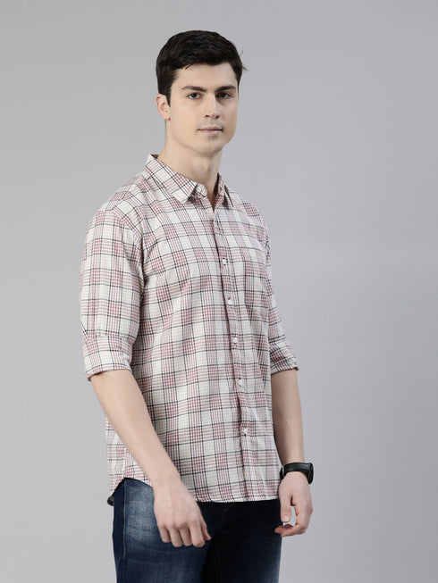 Beige Checks Full Sleeves Shirt