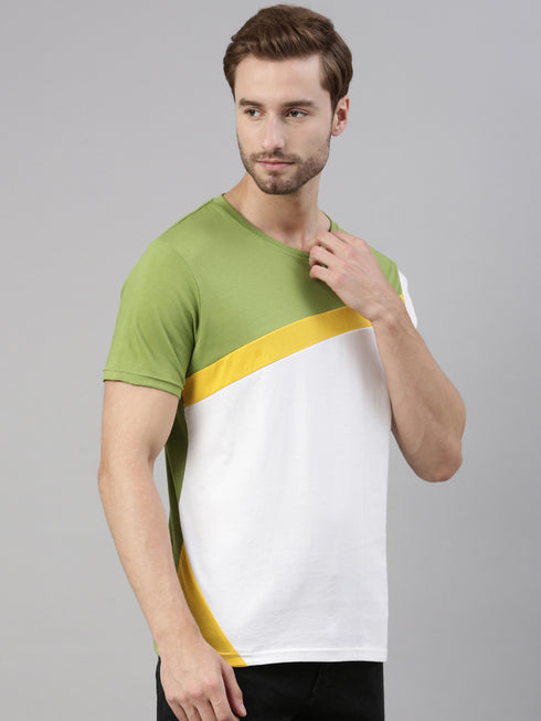 Multicolour Colourblocked Crew Neck Tshirt