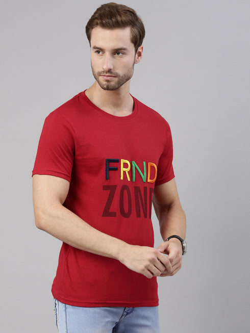 Red Printed Crew Neck Tshirt