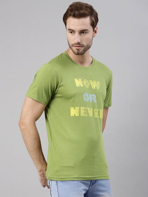 Green Printed Crew Neck Tshirt