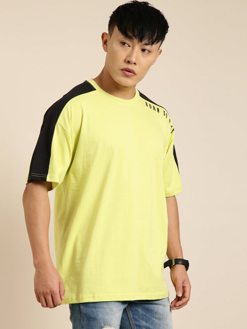 Green Printed Oversized Crew Neck T-shirt
