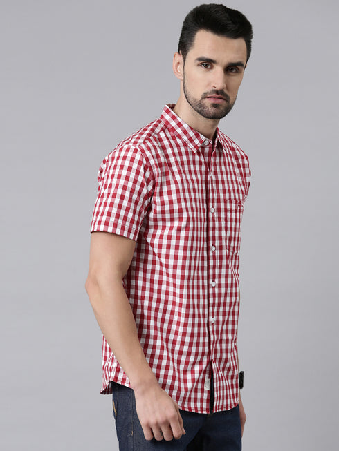 Red Checks Short Sleeves Shirt