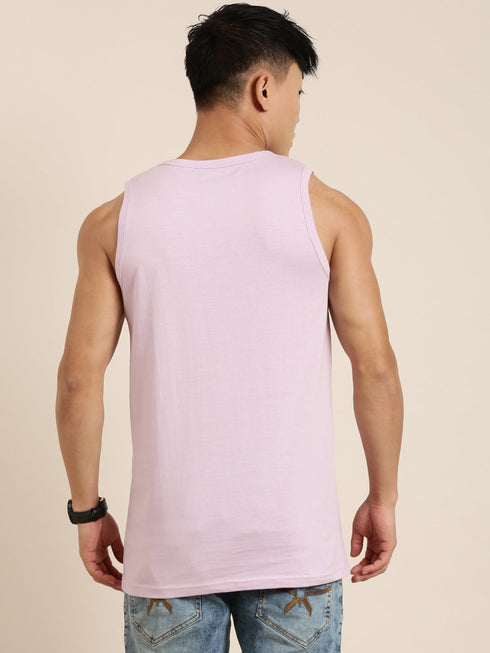 Purple Printed Crew Neck Tank Top