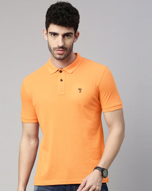 Orange Solid Polo T-shirt