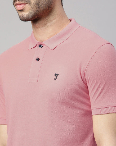 Dusty Pink Solid Polo T-shirt