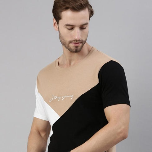 Multicolour Colourblocked Crew Neck Tshirt