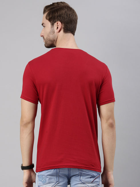 Red Printed Crew Neck Tshirt