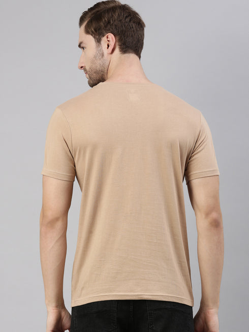 Brown Printed Crew Neck Tshirt