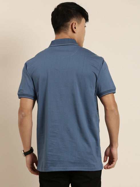 Blue Printed Polo T-shirt