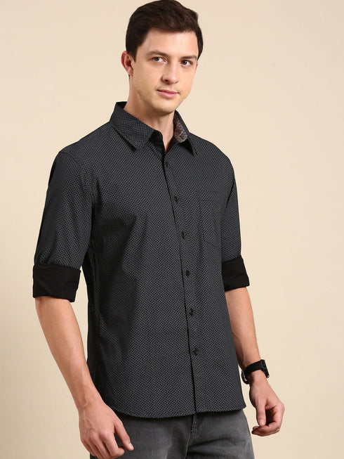 Black Printed Full Sleeves Shirt