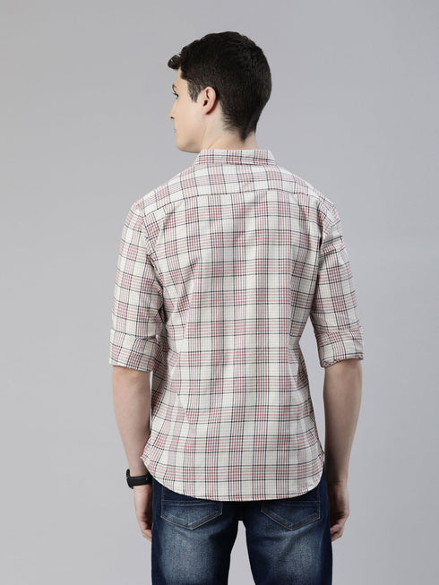 Beige Checks Full Sleeves Shirt