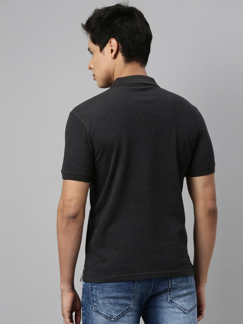 Black Solid Polo T-shirt