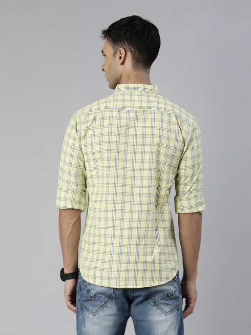 Yellow Checks Full Sleeves Shirt