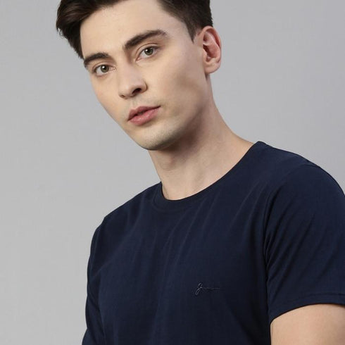Dark Navy Blue Solid T-Shirt