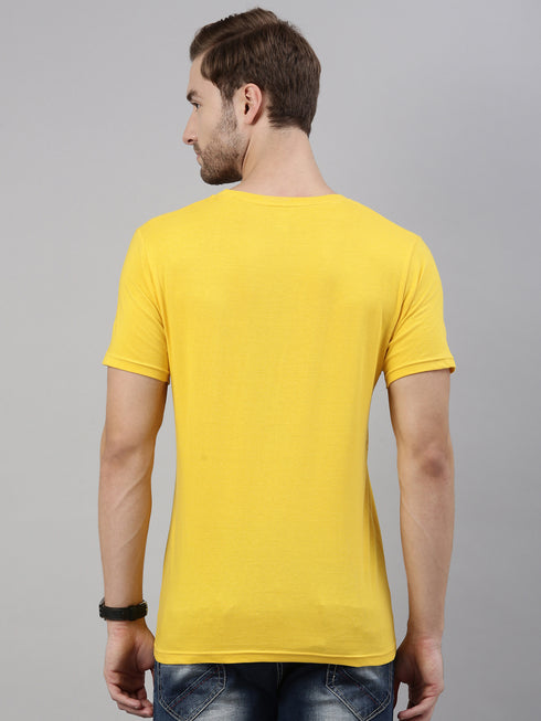 Yellow Printed Crew Neck Tshirt