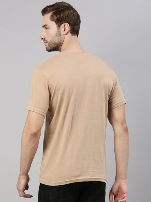 Brown Printed Crew Neck Tshirt