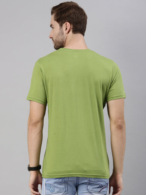 Green Printed Crew Neck Tshirt