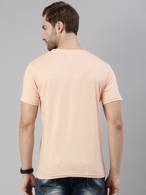 Peach Printed Crew Neck Tshirt