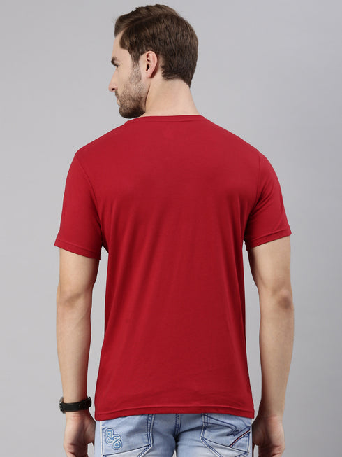 Red Printed Crew Neck Tshirt