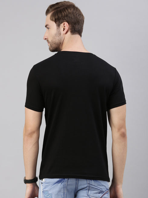 Black Printed Crew Neck Tshirt
