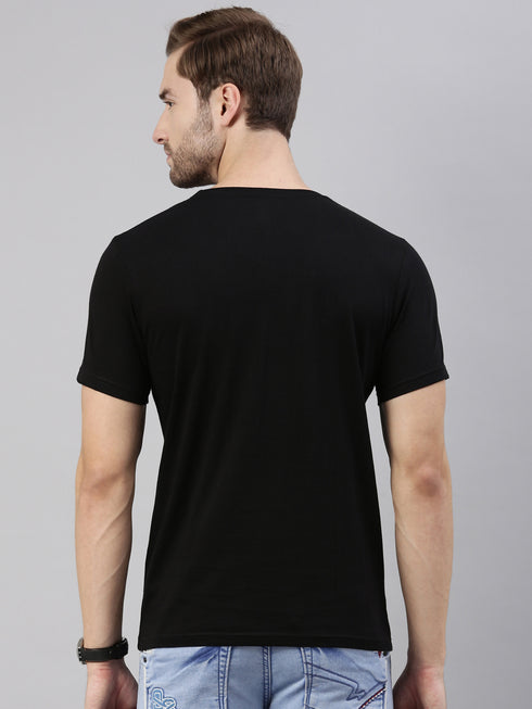 Black Printed Crew Neck Tshirt