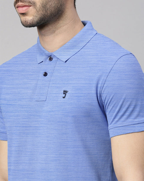 Blue Mélange Solid Polo T-shirt
