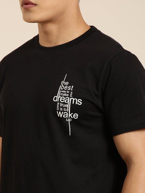 Black Printed Crew Neck T-shirt