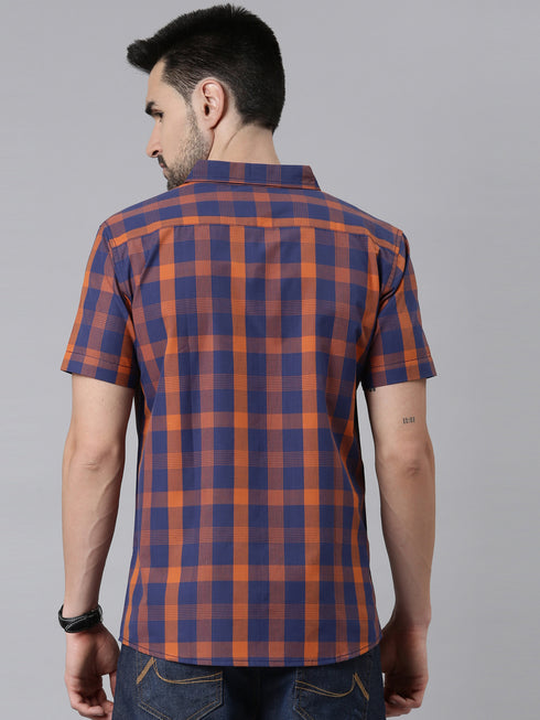 Blue Checks Short Sleeves Shirt