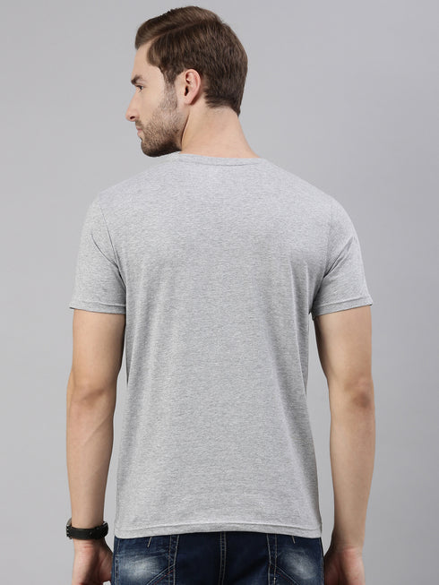 Grey Printed Crew Neck Tshirt
