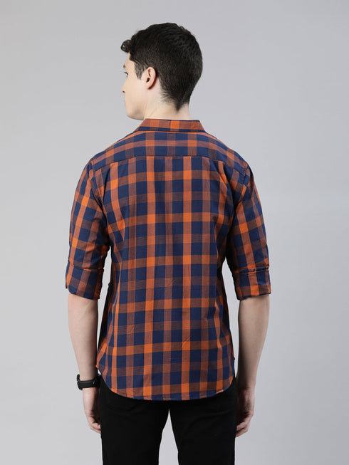 Navy Blue Checks Full Sleeves Shirt