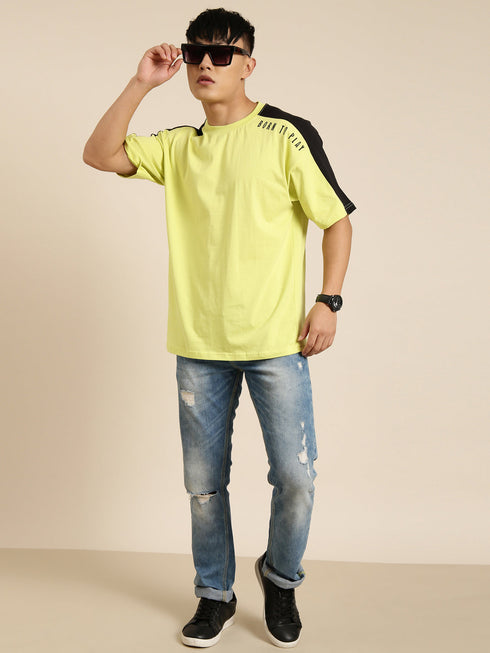 Green Printed Oversized Crew Neck T-shirt